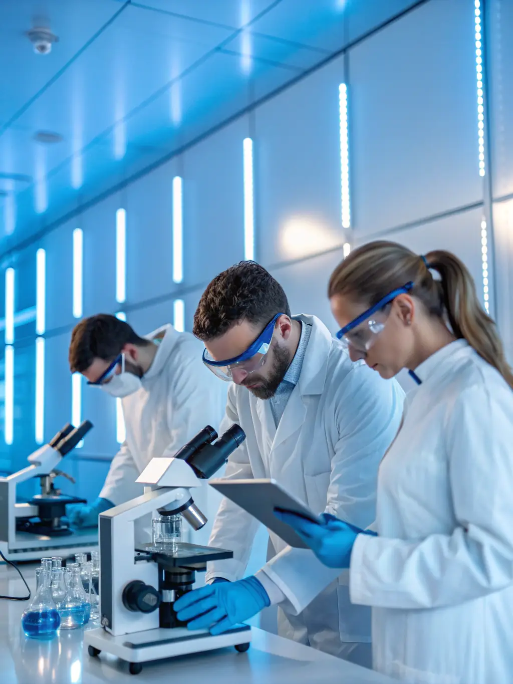 A group of researchers meticulously documenting and analyzing artifacts in a laboratory setting, using advanced techniques to understand their origins.